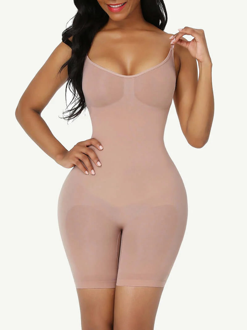 BARELY THERE MID THIGH SHORTS BODYSUIT - NUDE