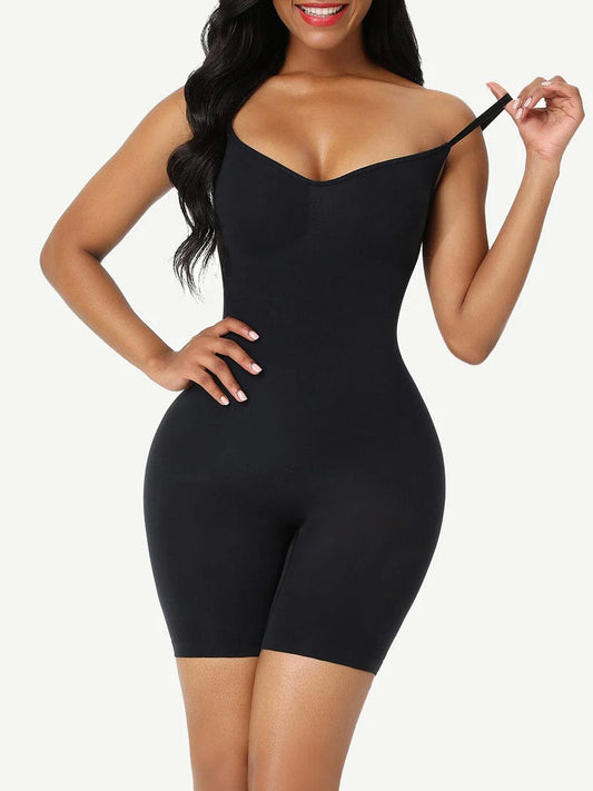 BARELY THERE MID THIGH SHORTS BODYSUIT - BLACK