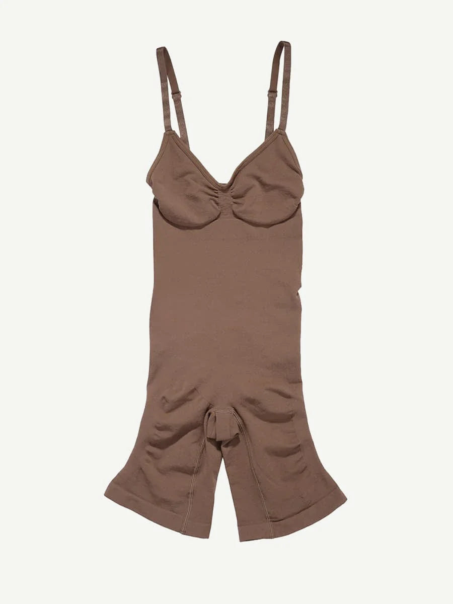 BARELY THERE MID THIGH SHORTS BODYSUIT - MOCHA