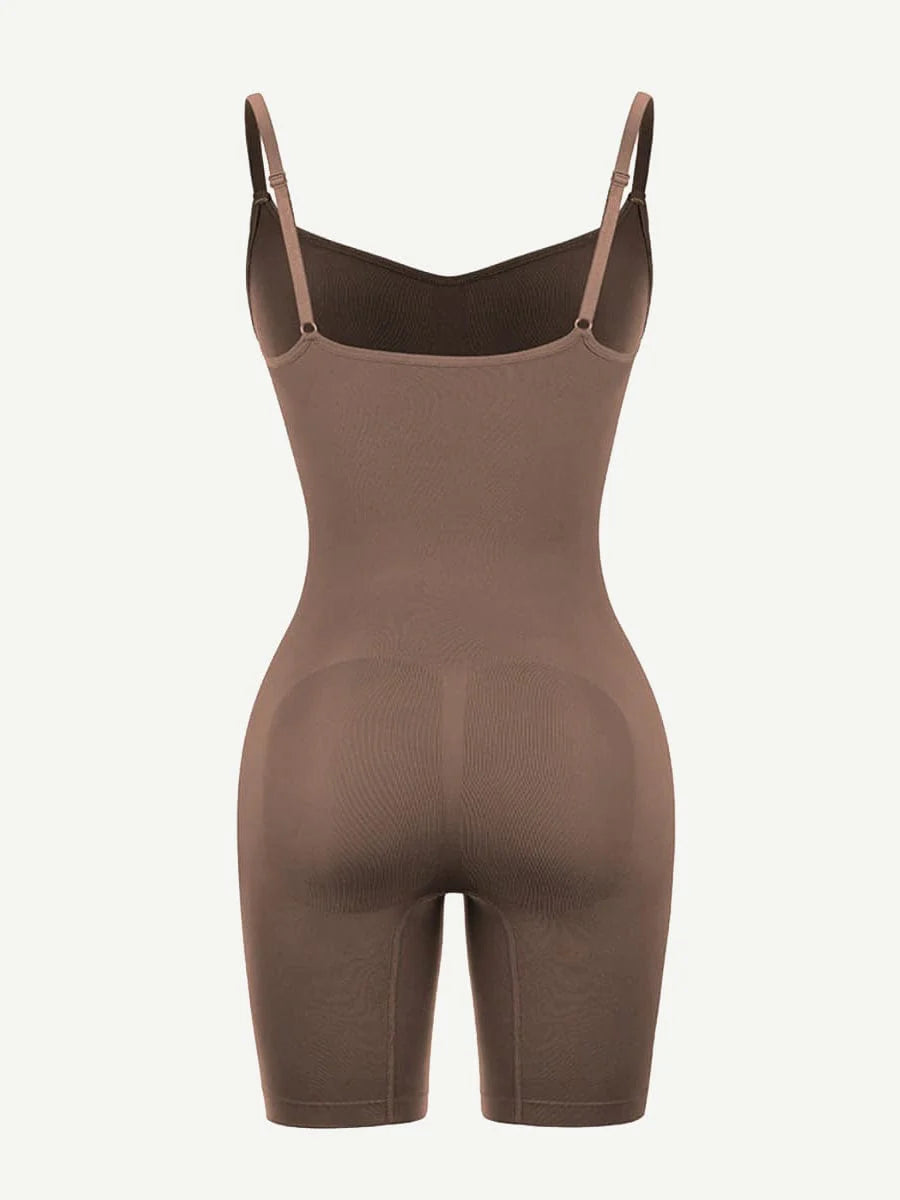 BARELY THERE MID THIGH SHORTS BODYSUIT - MOCHA