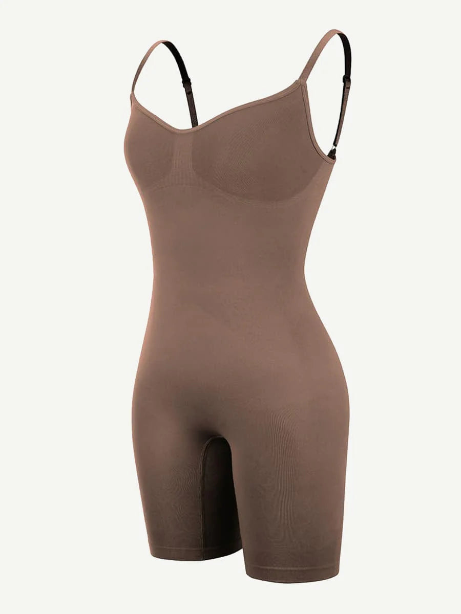 BARELY THERE MID THIGH SHORTS BODYSUIT - MOCHA