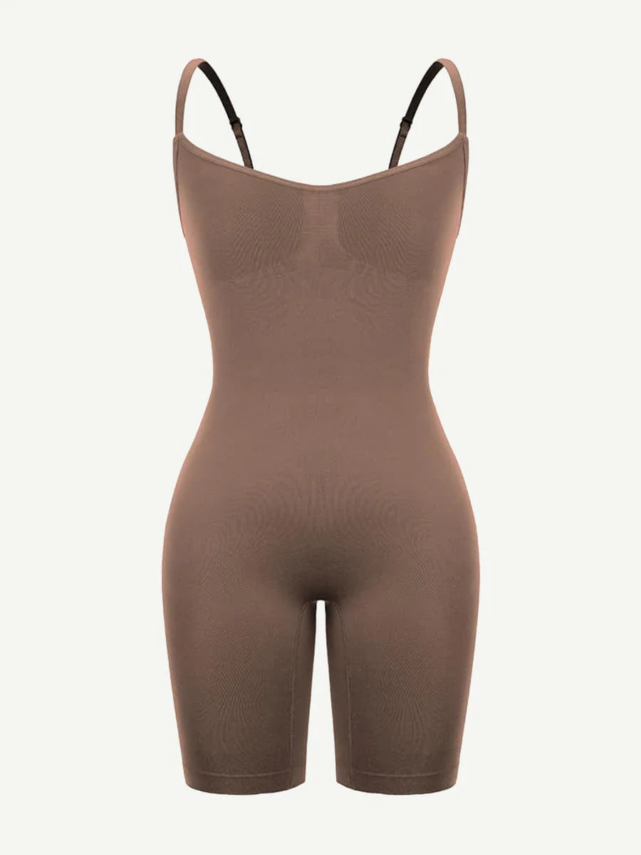 BARELY THERE MID THIGH SHORTS BODYSUIT - MOCHA