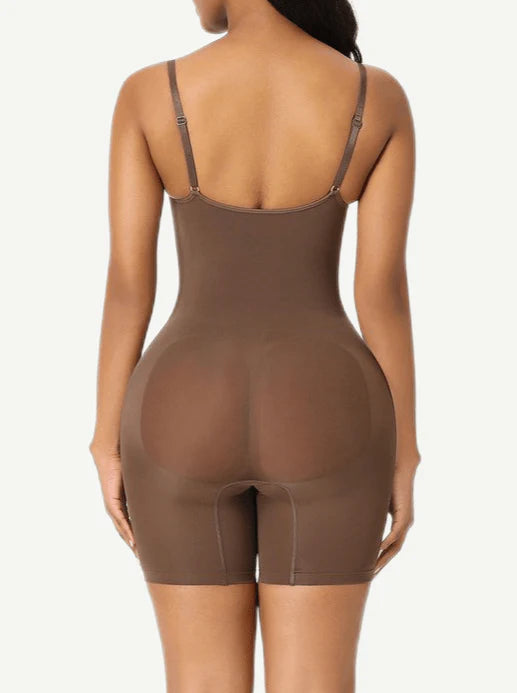 BARELY THERE MID THIGH SHORTS BODYSUIT - MOCHA