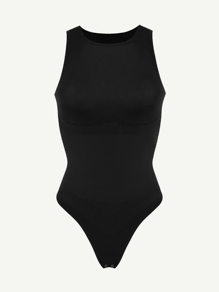 RACER BACK THONG BODYSUIT - BLACK