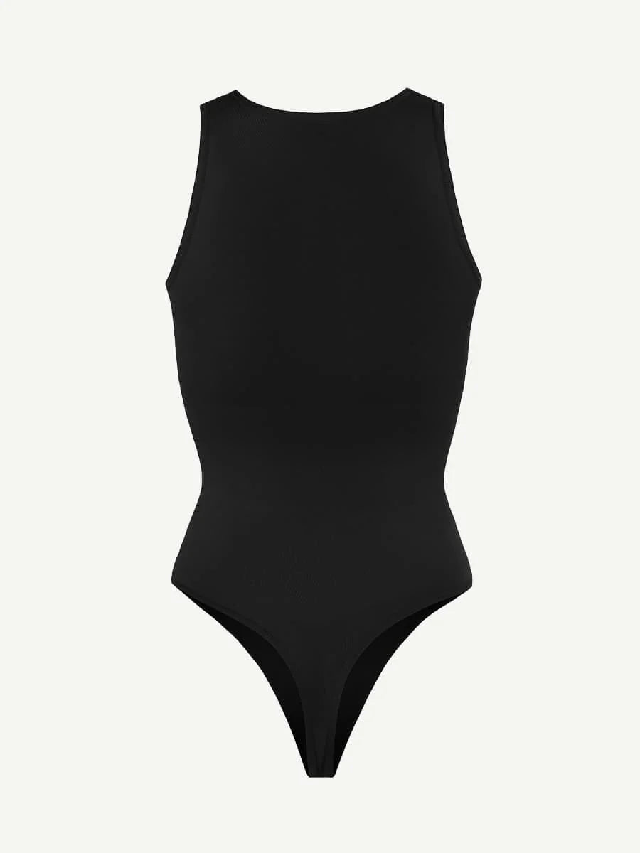 RACER BACK THONG BODYSUIT - BLACK